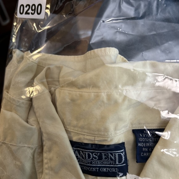 Lands End Mens Pinpoint Oxford Long Sleeve Button Down Size 17 -34 Size - Picture 13 of 13